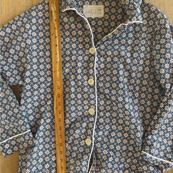 The Cats Pajamas Womens Daisy Button Up Sleep Shirt Blue Size XS - Picture 4 of 5